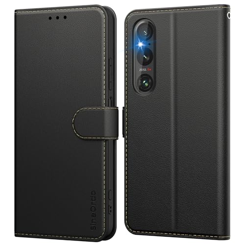 SineOrdo Coque pour Sony Xperia 1 VI Étui Protection à Rabat, [Pochette de Portefeuille] Antichoc Clapet Housse en Cuir Case - Noir