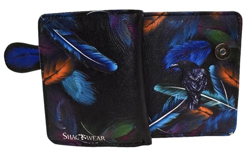 Shag Wear Raven Feather Small Wallet Black 4.5"