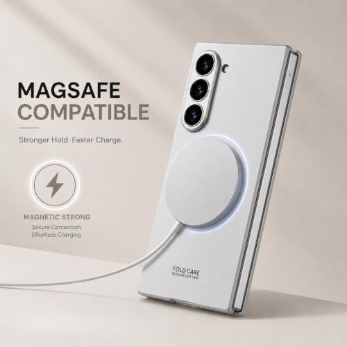 Image of TechTrendz Magnetic Cover [Compatible with MagSafe] for Samsung Galaxy Z Fold 8 Ultra Case Slim Hard PC + Tempered Glass Protective Phone Case for Galaxy Z fold 8 Ultra Back Cover - Silver