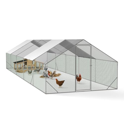 IDMarket - Enclos poulailler 30m² Parc grillagé 10 x 3 M...