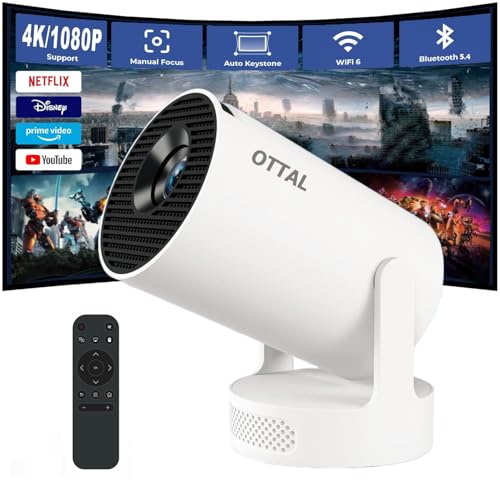 HY300 Ultra Mini Projector 4K Built in Apps Smart Portable Projectors with WiFi 6 and Bluetooth 5.4 5 W Sound Base Speaker 160 ANSI Auto Keystone Compatible with HDMI/USB/TV Stick/Phone/Laptop