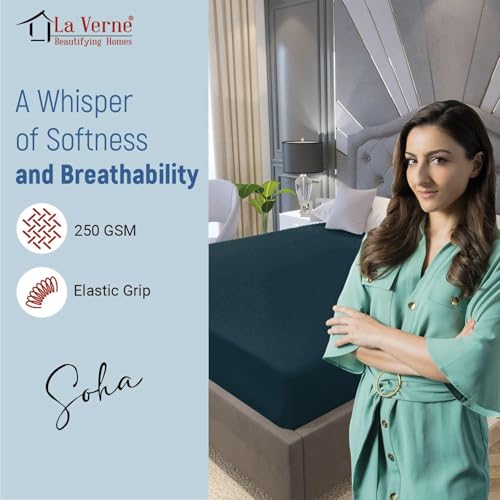Image of La Verne 100% Waterproof Premium Cotton Feel Mattress Protector Queen Size 78 x 60 Inches | Breathable and Hypoallergenic Ultra Soft Fitted Bed Protector Cover