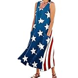 Maxi Dress for Women Summer Linen Printed Tank Dress Sleeveless Loose Crew Neck Maxi Long Flowy Summer Dresses for Women