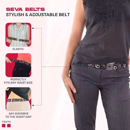 Truth No Show Invisible Elastic Belts for Women & Men 1.4" Wide Adjustable Flat Buckle Stretch Belts Fits Waist Up to 50"2