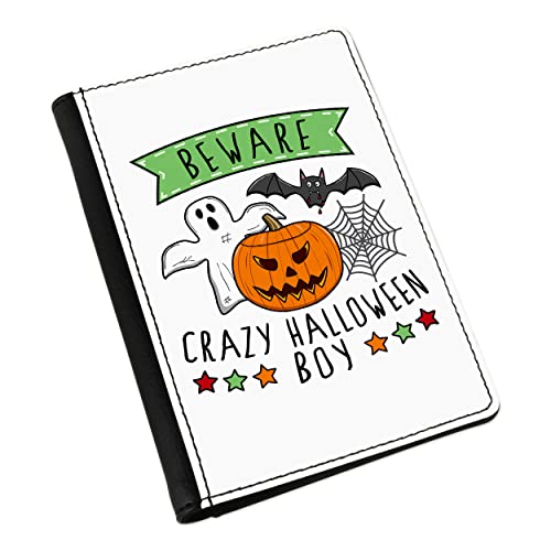 Housse passeport Halloween garçon Attention Fou pour l'aéroport