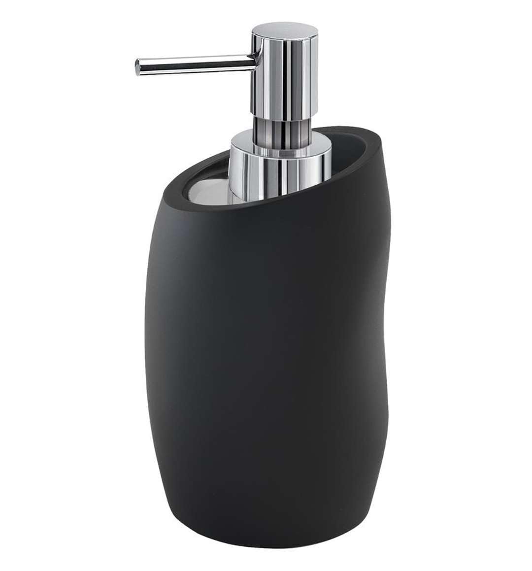 Gedy Black G-Iside Soap Bathroom, Dimensions And Weight: 16.3 X 9.1 X 8.5 Cm & 0.34 Kg, Made Of Resin And Sand, Dispenser Design R&S, 2 Year Warranty, One Size