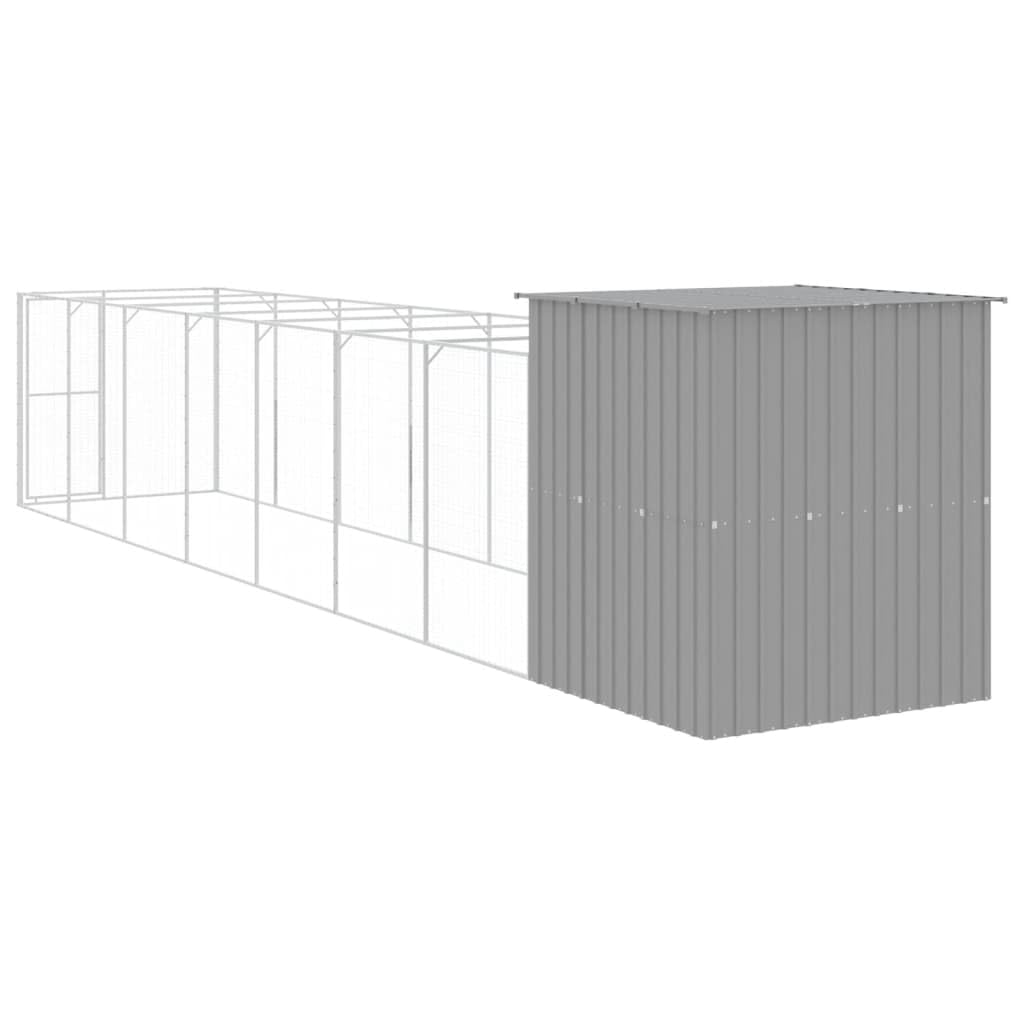 Homgoday Casetta Cani Corsa Grigio Chiaro 165x863x181 cm Acciaio Zincato, Gabbia Cane Gabbia per Cani da Interno Kennel per Cani Gabbie per Cani Recinto per Cani da Esterno