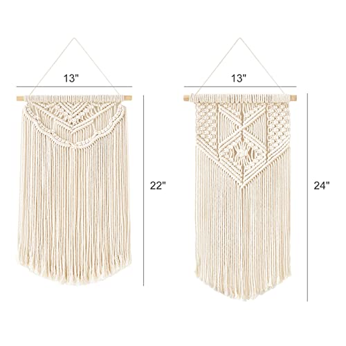 image for Mkono 2 Pcs Macrame Wall Hanging Boho Wall Art Decor Woven Chic Bohemi