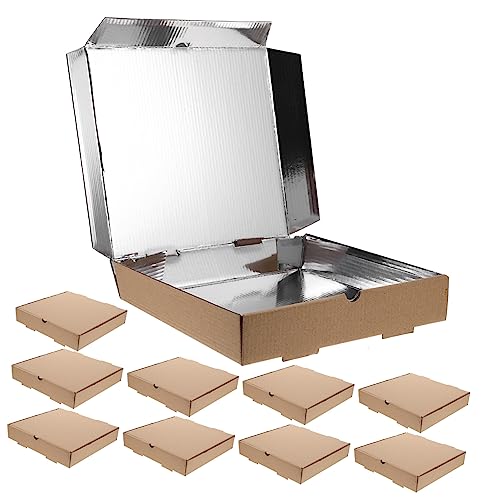 KICHOUSE 10Pcs Corrugated Pizza Boxes Takeaway Fast Food Containers Lightweight and Portable Packaging for Parties Restaurants and Cafes Versatile Storage for Pizza Cookies Pies and More