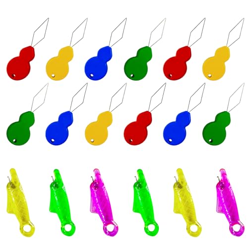 Bitone 18pcs Needle Threaders Gourd Shaped Plastic Needle Thread Easy to Insert Hand Sewing Needles Automatic Needle Threading Tool for Hand Sewing Cross Stitch & Clothing Repair