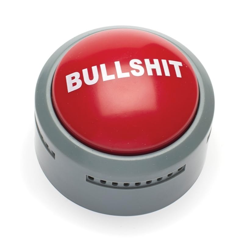 Bullshit Alarmknopf | Mit 5 verschiedenen Anti-BS-Reaktionen | Großer roter Summer | Lustig für Erwachsene | Spaß fürs Büro | 2 x AAA Batterien enthalten
