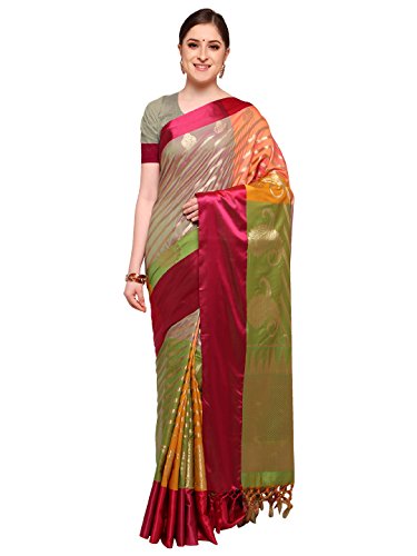 Image of Varkala Silk Sarees Women's Banarasi Kanchipuram Silk Saree With Blouse Piece