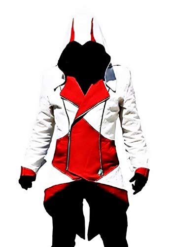 Veste Cosplay Inspiration Assassin Blanc Rouge Homme Costume Carnaval Halloween Taille XXXL Masque Accessoires Fête Capuche Mystérieux Jeu Déguisement Rôle...