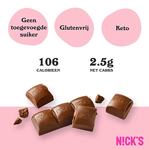 NICKS melkchocolade zonder toegevoegde suiker, koolhydraatarm, glutenvrij | 24 repen x 25g - Image 3