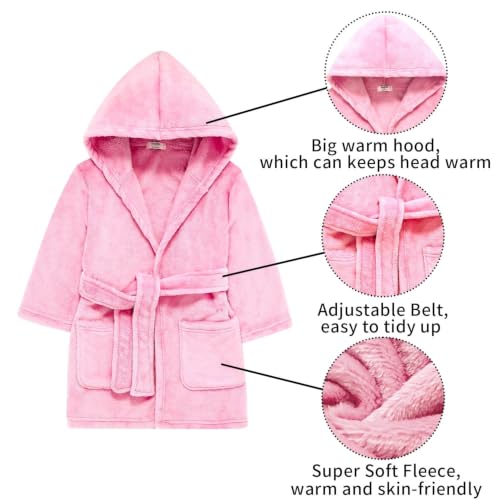 Image of V.&GRIN Girls Fleece Hooded Robe, Soft Unicorn Bathrobe for Kids 5-14 Years