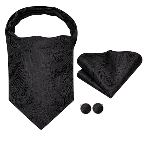 Image of Dubulle Paisley Floral Ascot for Men Self Tie Mens Cravat and Pocket Square Cufflinks Wedding
