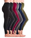 6-Pack Fleece Lined Thick Brushed Leggings Thights by Homma (S/M/L, Black x2/Olive/Burgundy/Navy/Grey)