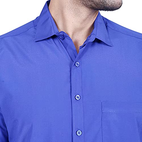 Image of Men's Cotton Solid Slim Fit Casual Spread Collar Shirt