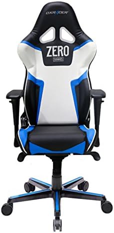 DXRacer OH/RV118/NBW/ZERO Racing Series White and Blue Gaming Chair - Includes 2 Free Cushions