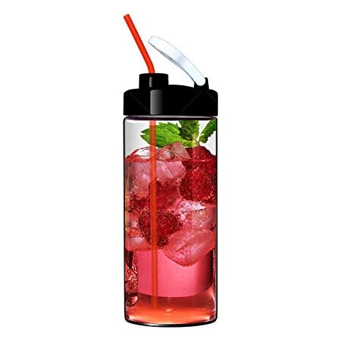 Sun's Tea Glass Travel Mug | Shaker Bottle | Water Tumbler | Water Glasses | 20oz with Lid | Ultra Clear Glass | Non-Plastic Cover