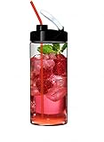 Sun's Tea Glass Travel Mug | Shaker Bottle | Water Tumbler | Water Glasses | 20oz with Lid | Ultra Clear Glass | Non-Plastic