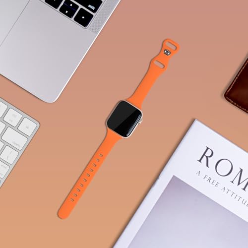 Image of Thin Silicone Band Compatible with Apple Watch 41mm 38mm 40mm 46mm 45mm 42mm 44mm, Slim Narrow Replacement Sport Strap Wristband for iWatch Series 11 10 9 8 7 6 5 4 SE Ultra 3 2 1 Women Men