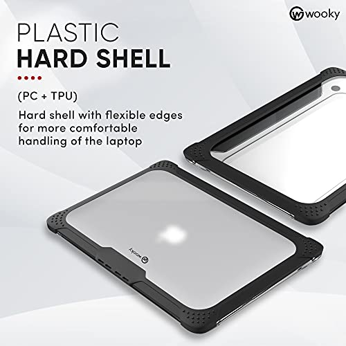 Image of WOOKY MacBook Air M1 13.3 inch Shockproof 360 Degree PC + TPU Protection Plastic Hard Shell Flip Cover Case for MacBook Air A1932 A2179 A2337 (13.3 inch) - Black Clear