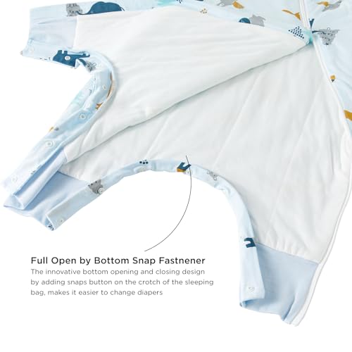 Image of Duomiaomiao 1.5 TOG Toddler Sleep Bag 36-48 Months 100% Cotton Four Season Side Open Zipper Baby Sleep Sack with Feet, Breathable Toddler Wearable Blanket
