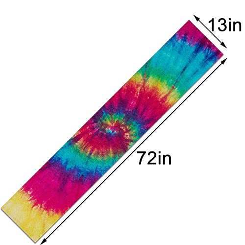Linen Tie Dye Table Runner Hippie Table Decoration and Supply for Home Kitchen Dinning Room (13" x 72") by Sunwer - Image 5