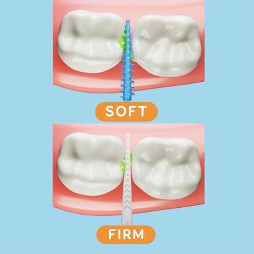 grin softstx gentle dental picks 90 count soft flexible bristles textured plaque removing toothpick minty flavor for between teeth refillable hygienic case for braces bridges and implants