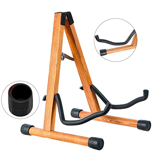 Vanphy Adjustable Beech Wood Guitar Stand, Folding Electric Acoustic Guitar Stand Floor, Bass Stand Wooden With Padded, Classical Bass Stand A-Frame Ukulele #TOP4