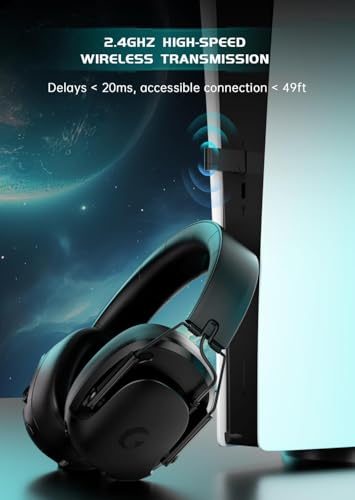 Image of Wireless Gaming Headset for PS5, PS4, PC, Switch, Gaming Headset with Detachable Noise Cancelling Mic, 2.4GHz & Bluetooth 5.3 Dual Connection, 7.1 Surround Sound Black