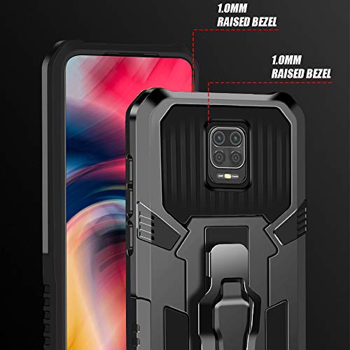 Vvoo For Xiaomi Redmi Note 9S/9 Pro Case,With [2 Pack] Tempered Glass Screen Protector Military Grade Hybrid Heavy Duty Protection Built-In Fold Kickstand For Xiaomi Redmi Note 9S/ 9 Pro Case -Black #TOP3