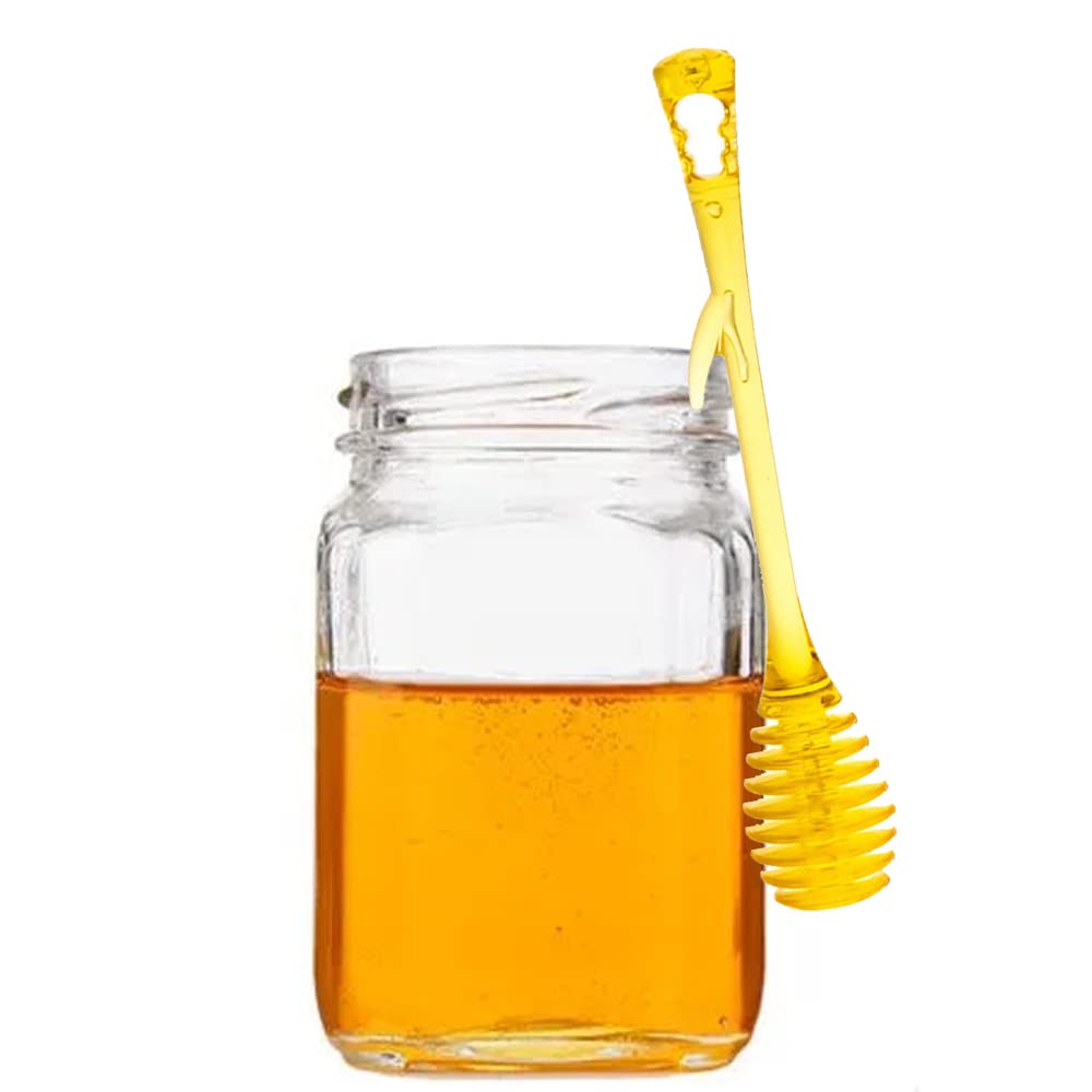 SpiderJuice 2Pc BPA Free Multipurpose Bee Hive Honey Syrup Chocolate Molasses Dipping Stirring Serving Spoons with Side Hook Hole to Hang (Random Colors) 1