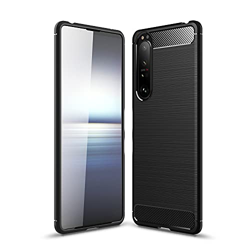 CruzerLite Coque Sony Xperia 1 III, texture fibre de carbone, coque anti-rayures et absorption des chocs (noir)