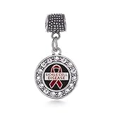 Inspired Silver - Sickle Cell Support - Silver Memory Charm for Women - Circle Charm Jewelry Gift with Cubic Zirconia - Women's Charm for Bracelets