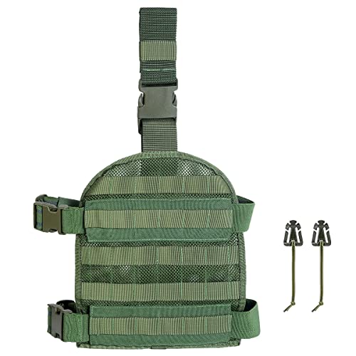 TAFTACFR Tactical Heavy Duty Mesh MOLLE Drop Leg Platform Universal Drop Leg Panel with Adjustable Belt & Thigh Straps (Ranger Green)