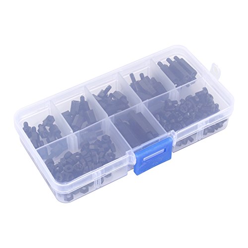 Yosoo 180Pcs M3 Nylon Hex Spacers Screw Nut Stand-Off Plastic Accessories Assortment For Electronics Computers Pcb Board Diy With Plastic Box Black #TOP5