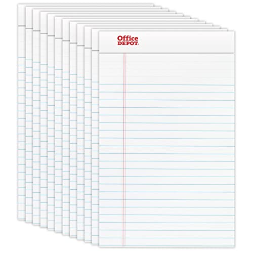 Office Depot Brand Perforated Writing Pads, 5" x 8", Narrow Ruled, 50 Sheets, White,