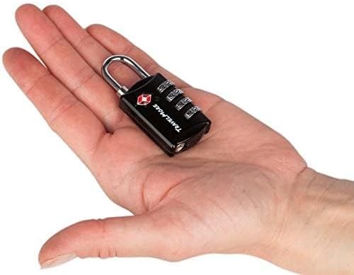 Miniatura 8 de Paquete de 3 candados TSA para equipaje con combinación de 4 dígitos, juego de alta resistencia para viajes, equipaje, maletas y mochilas