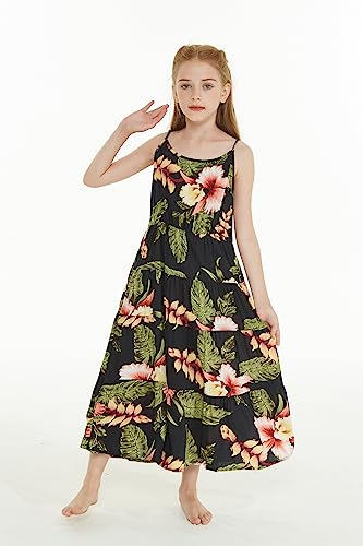 Image of Family Matching Hawaiian Clothes, Black Rafelsia | Lightweight 100% rayon • Family matching outfits • Beach vacations • Luaus • Cruises • Family photos