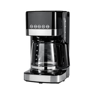 Amazon Basics Programmable 12 Cup Drip Coffee Maker with Glass Coffee Pot (1.9 Qt), Auto Shut-off, Touch Screen, Auto Pause, Removable Filter Basket, Black & Silver
