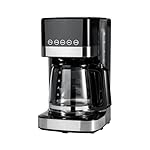 Amazon Basics Programmable 12 Cup Drip Coffee Maker, Coffee Machine with Glass Coffee Pot (1.9 Qt), Auto Shut-off, Touch Screen, Auto Pause, Removable Filter Basket, Black & Silver