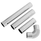 KOMBIUDA 4 Stück Teiliges Edelstahl Kaminrohr mit Bogen Hochtemperaturbeständige Abgasleitung für Pellet Campingofen Modularer Rauchrohr-erweiterung für Gas Holzöfen
