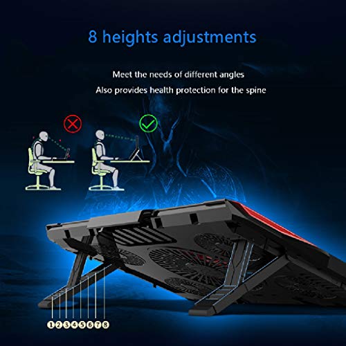 FABAX-Laptop-Cooler-Gaming-Notebook-Cooler-12-17-Inches-Laptop-Cooler-Cooling-Pad-Dual-USB-20-Ports-Portable-4-Angle-Adjustable-Office-Notebook-Cooler-Color-Black-Red