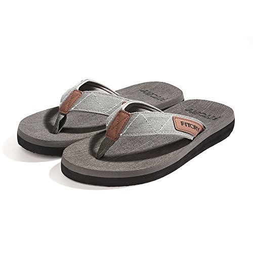 Fitory Men's Flip-Flops, Thongs Sandals Comfort Slippers For Beach Grey Size 10 #TOP1