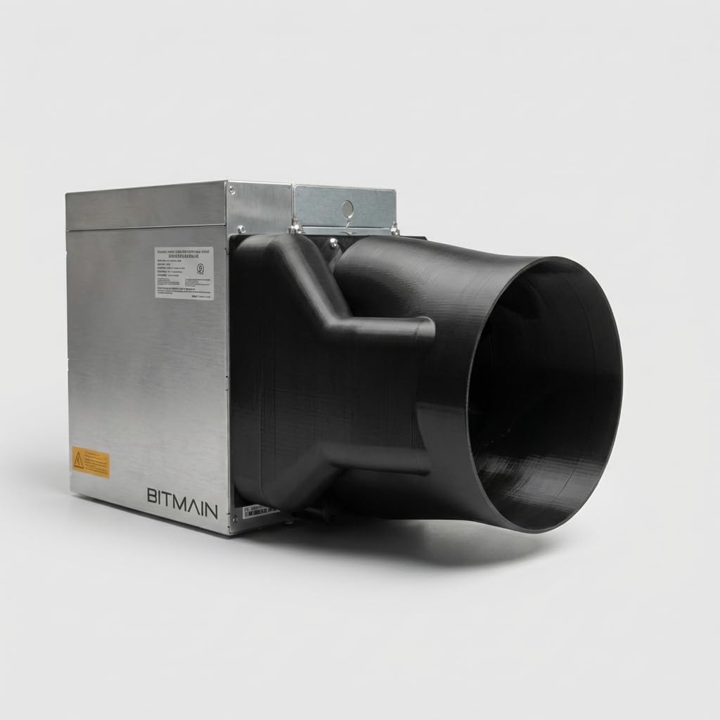 Exhaust-Lüfterabdeckung für Antminer S19 & S21 ASIC Miner mit 2x120mm Lüftern – Ausgang mit PSU-Abdeckung – Abluft per Schlauch leiten (8 Zoll – 200mm)