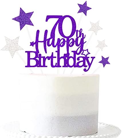 Glittery Royal Blue 10th Cake Topper with Star Boys and Girls 10th Birthday Party Supplies, Ten Years Old Birthday Party Decorations