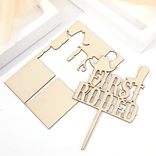 Wooden First Rodeo Birthday Cake Topper - Cowboy Rodeo , 1St Rodeo Birthday Party Decor Boy , Western Themed Party Decorations , Rodeo Party Decorations (Wooden First Rodeo Cake Topper) #TOP5