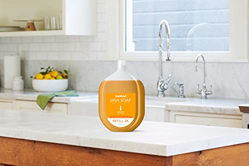 Image of Method Gel Dish Soap Refill, Clementine Scent, Powerful Cleaning Formula, Large Refill Tub, Cuts Through Grease, 54 Fl Oz (Pack of 4)